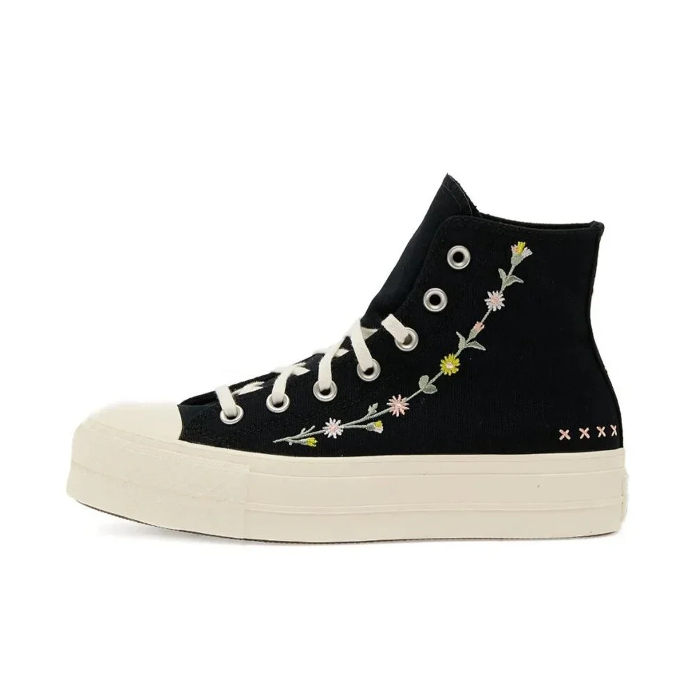 Womens 6 CONVERSE Chuck Taylor All Star Lift Floral Black Platform A15007C NEW - Picture 12 of 13